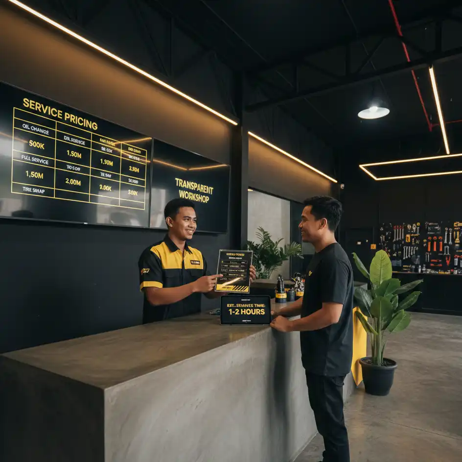 Mekanik TJM Motozone sedang service Yamaha NMAX Aerox