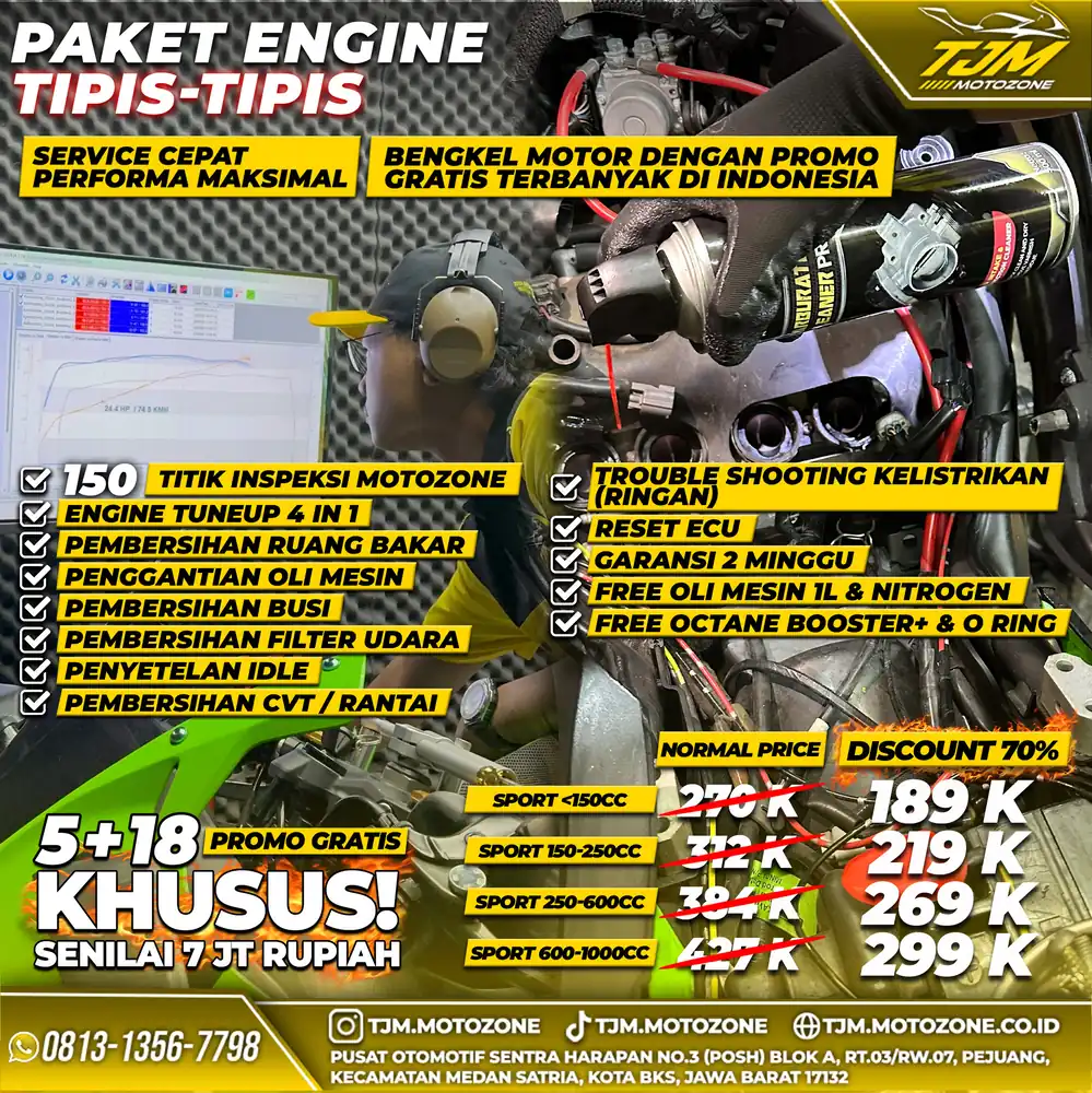 Pengecekan komponen mesin NMAX di bengkel TJM