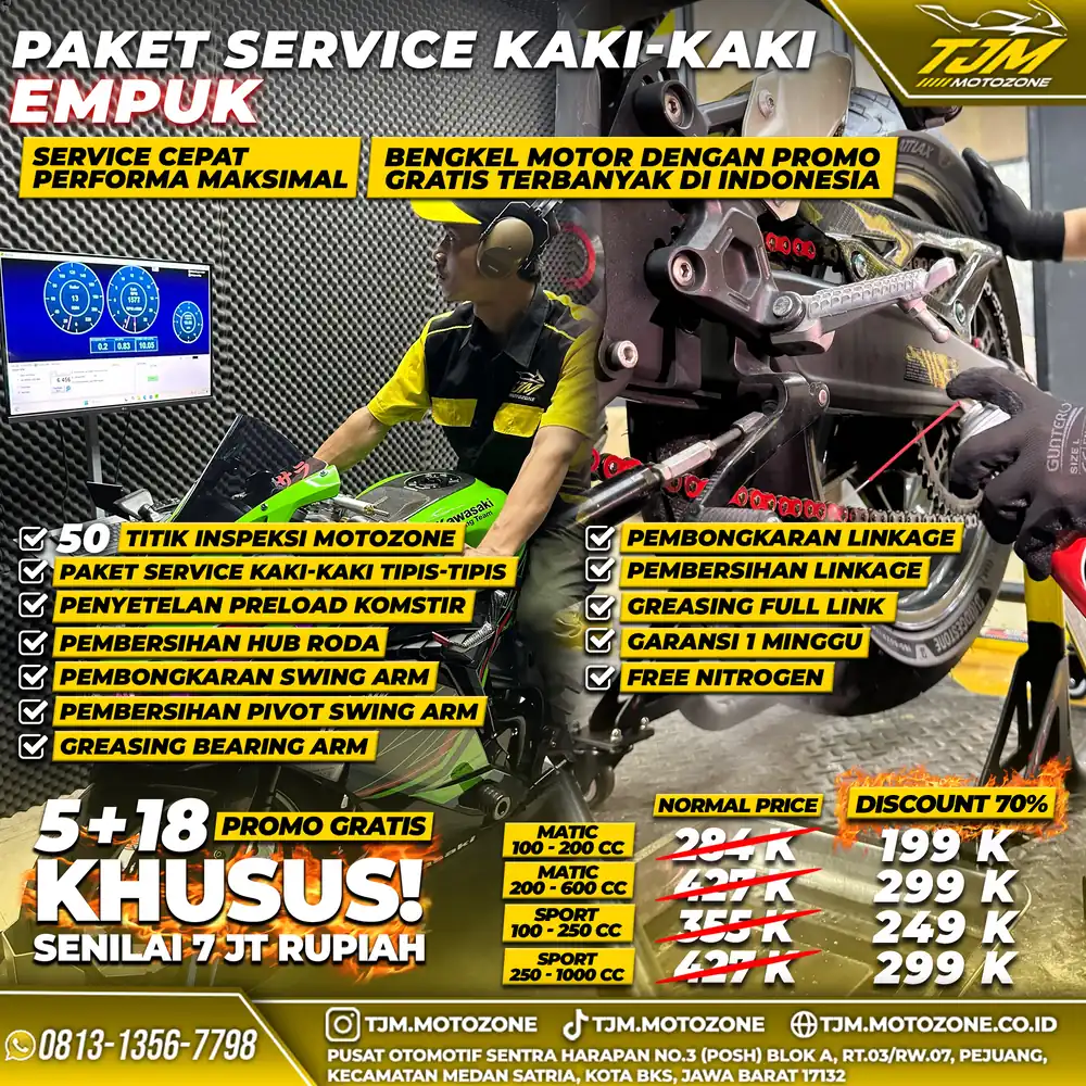 Perawatan kaki-kaki dan suspensi motor yang presisi