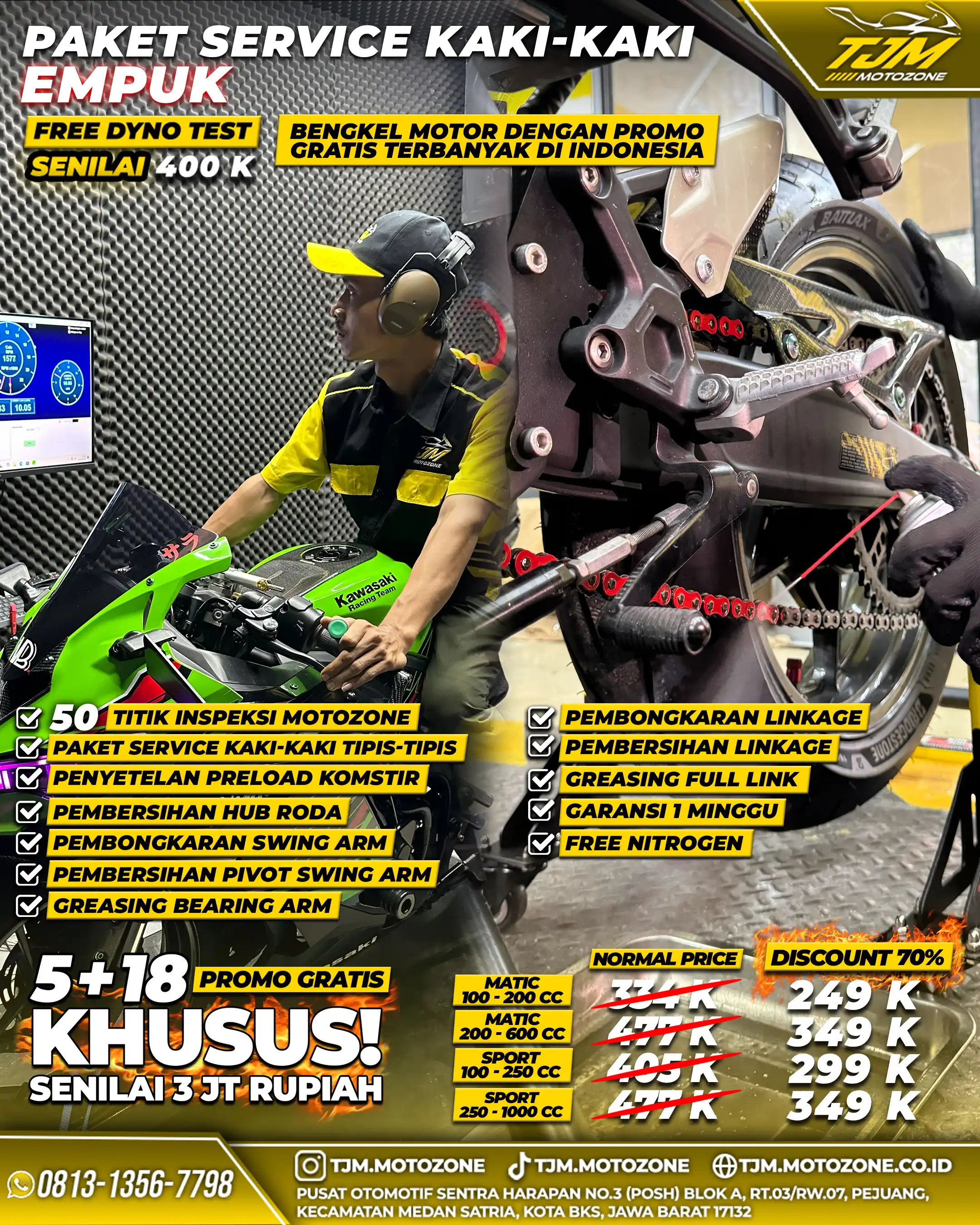 Perawatan kaki-kaki dan suspensi motor yang presisi