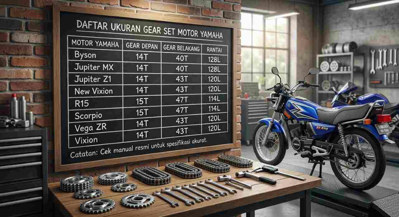 Daftar Ukuran Gear Set Motor Yamaha, Lengkap dengan Rasio dan Cara Menghitungnya