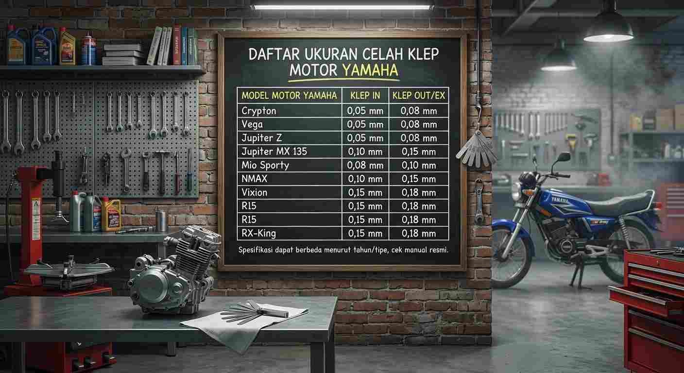 Daftar Ukuran Celah Klep Motor Yamaha Lengkap untuk Berbagai Tipe